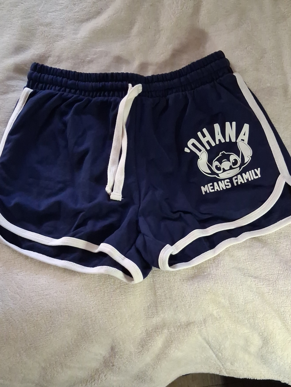 Disney Navy and White 'Ohana Means Family' Women's Shorts New Size Med